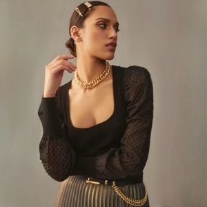 Anthropologie Black Sheer Sweater